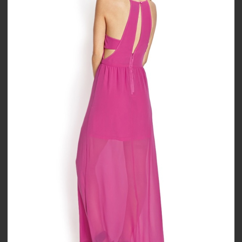 HP ⭐️ Pink maxi dress side cut out magenta gown S - Picture 4 of 6